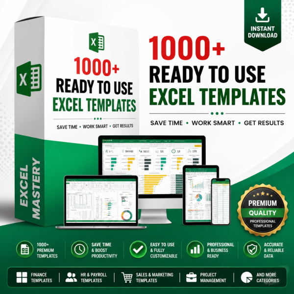 1000+ Excel Templates Bundle