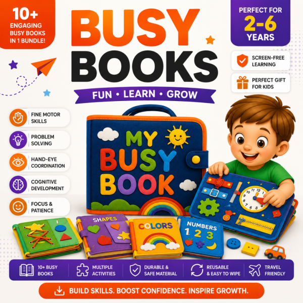 Kids Busy Book Bundle – Fun Learning Activity Pack